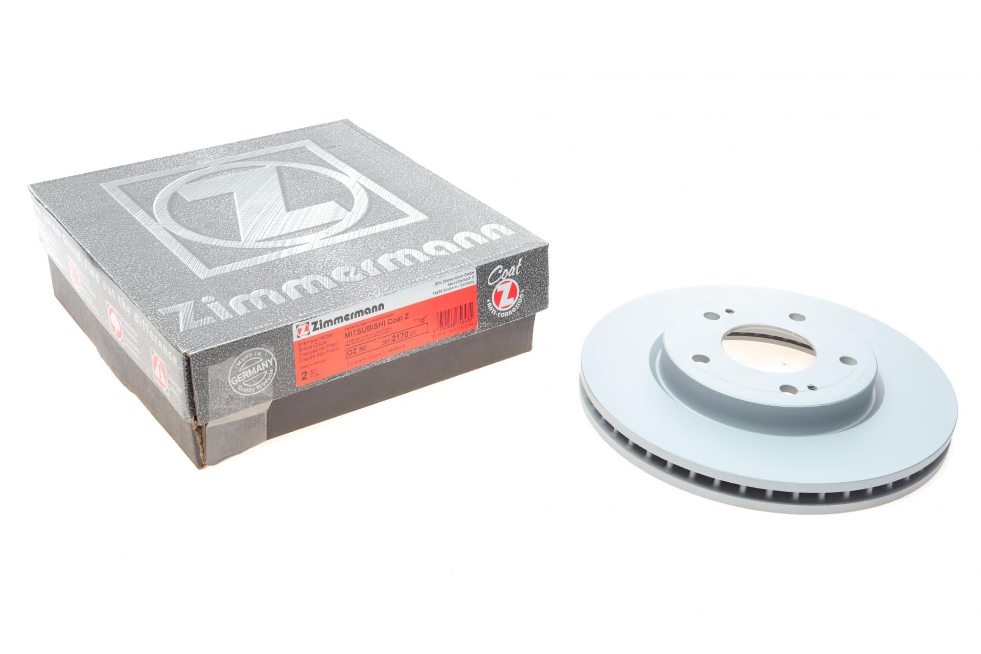 Диск тормозной передний ZIMMERMANN для Mitsubishi Lancer 08-276x26 мм (380.2170.20)
