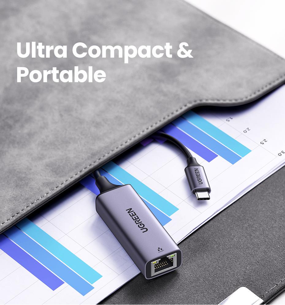 Мережева карта UGREEN Type-C-Ethernet 1 Гбіт/с LAN USB 3.1 Gen 1-C-RJ45 1000 Мбіт/с металевий Сірий (50737) - фото 7