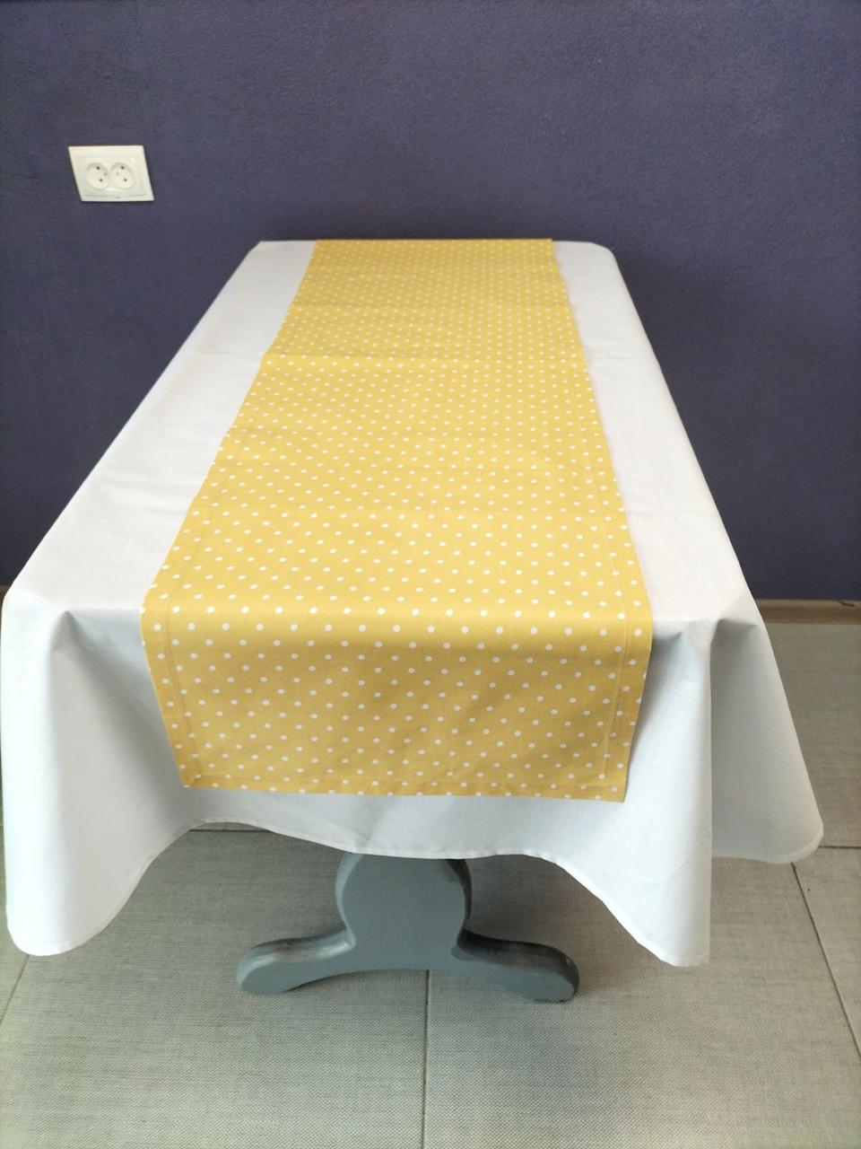 Ранер на стол в горошек 40x140 см Горчичный (СК015)