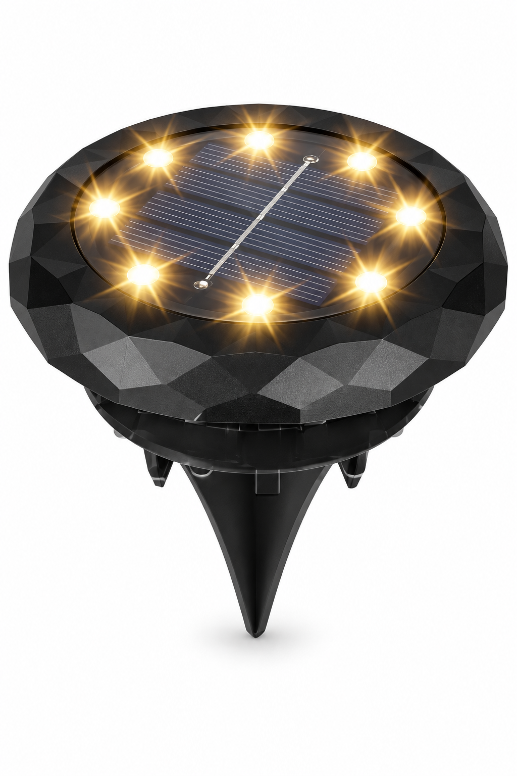 Светильник садовый грунтовой на солнечной батарее 8 LED для подсветки дорожек 7,5 см IP44 теплый свет Черный