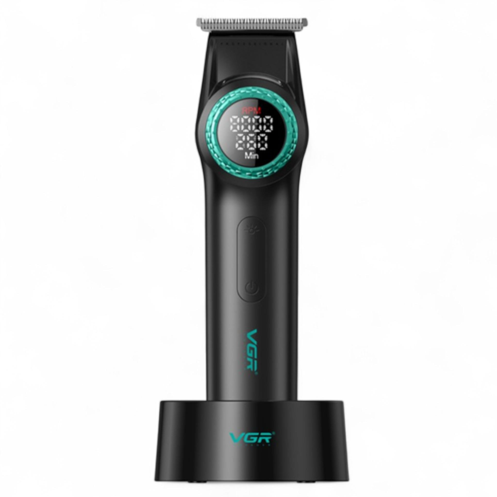 Машинка для стрижки акумуляторна VGR V-977 регулювання потужності 2500 mAh 4 насадки LED display Black (M_V-977Black)