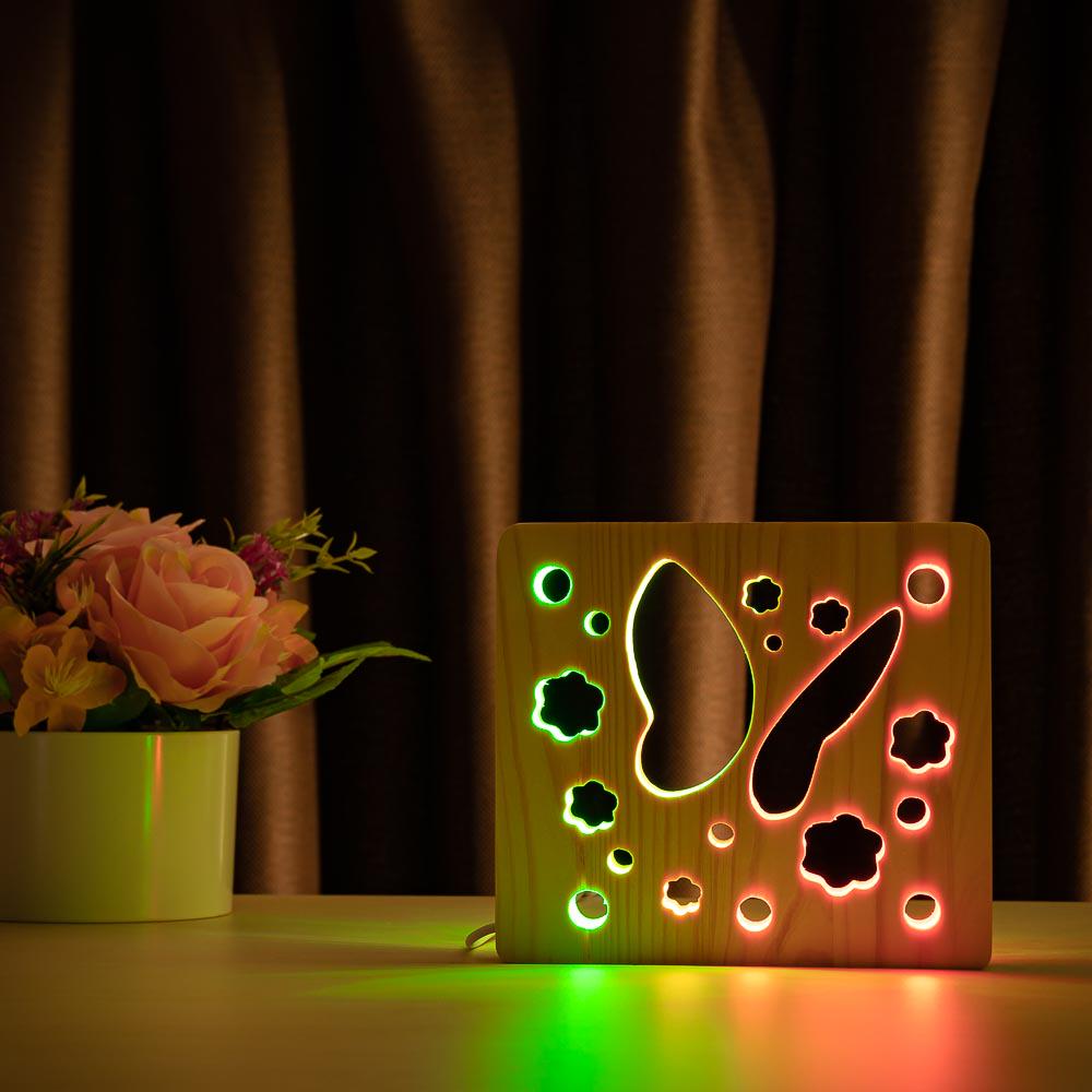 Светильник-ночник ArtEco Light Бабочка из дерева двойной свет (1020416)