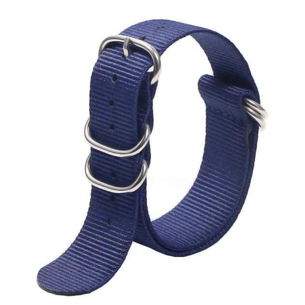 Ремешок для часов нейлоновый сплошной 22 мм Blue/Silver (3598)