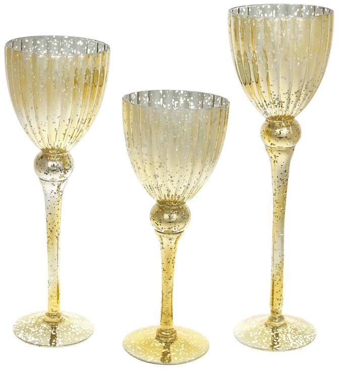 Набір скляних підсвічників Christel 30 см 35 см 40 см 3 шт. Золото (BD-527-743)