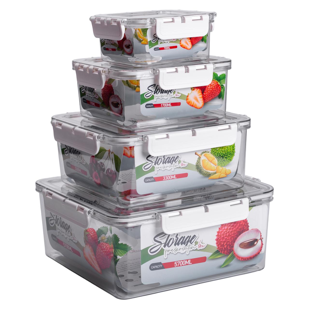 Набор контейнеров квадратных для хранения 4 шт. Белый