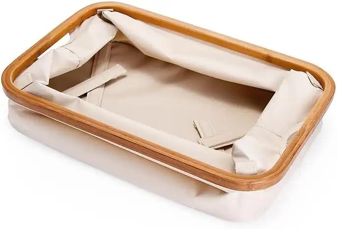 Комплект контейнеров для хранения белья складной бамбуковый тканевый с ручками Бежевый - фото 2