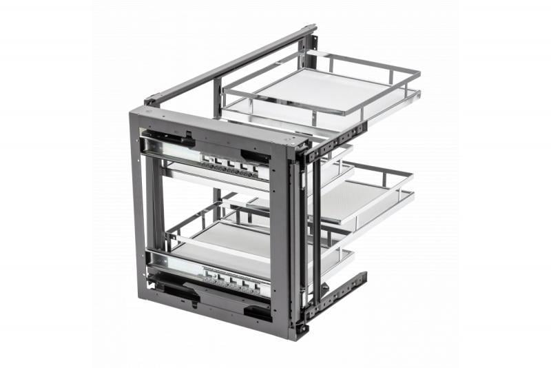 Карго для кухни универсальное GTV CORNER MovixPro с доводчиком плоский прут 900 Хром/Белый (KO-UMC450-01B)