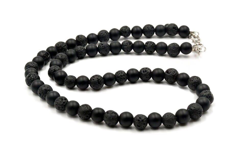 Намисто з шунгіту та лавового каменю р. 40 (19012)