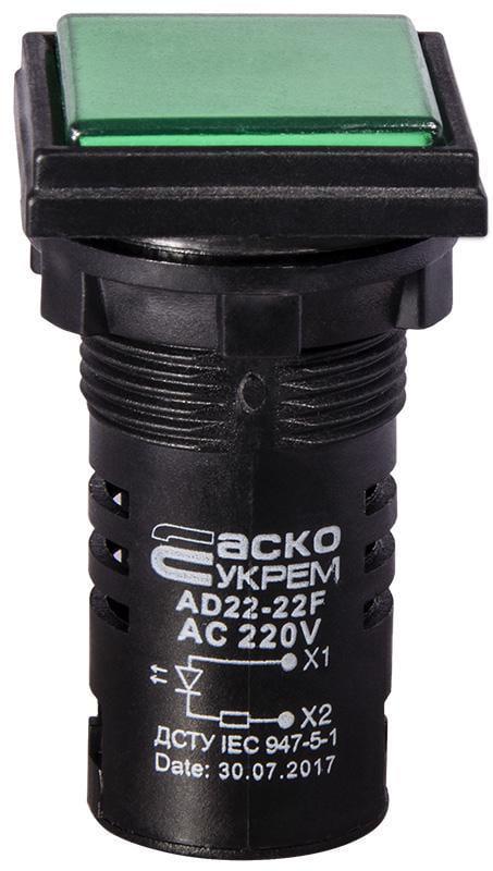 Светосигнальная арматура АСКО-УКРЕМ AD22-22F 220В АC Зеленый (A0140030156)