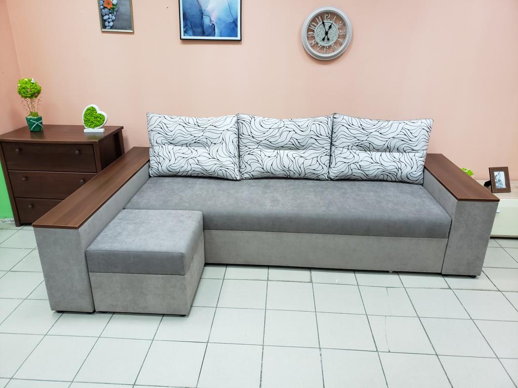 Диван раскладной угловой Lectus Боннель Комфорт ортопедический с пружинным блоком металл/дерево/ДСП/текстиль Серый