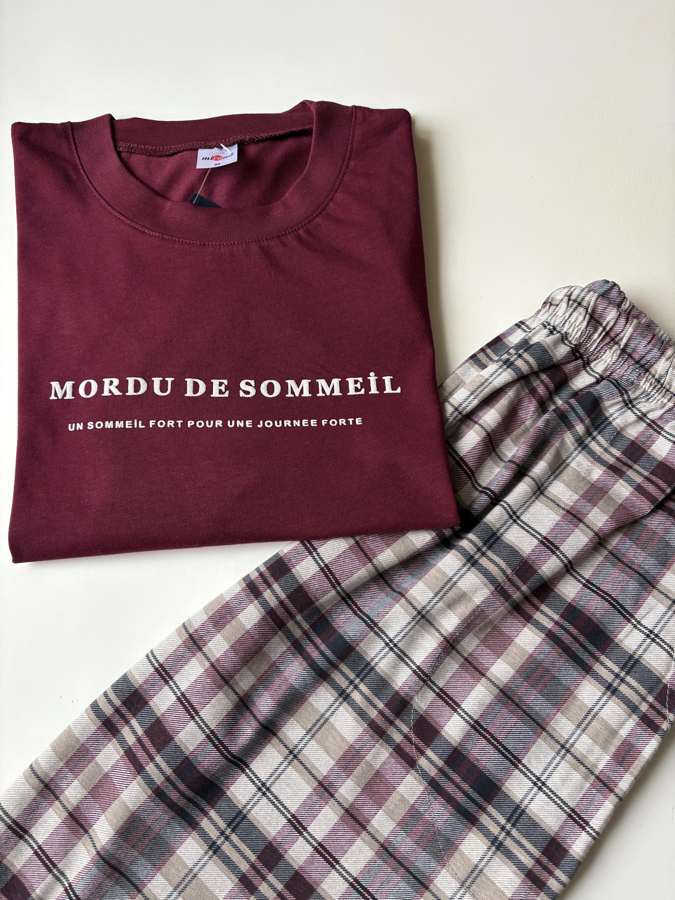 Пижама мужская хлопковая SOMMEIL футболка и шорты в клетку M Бордовый (8202-2) - фото 2 Пижама мужская хлопковая SOMMEIL футболка и шорты в клетку M Бордовый (8202-2) - фото 2