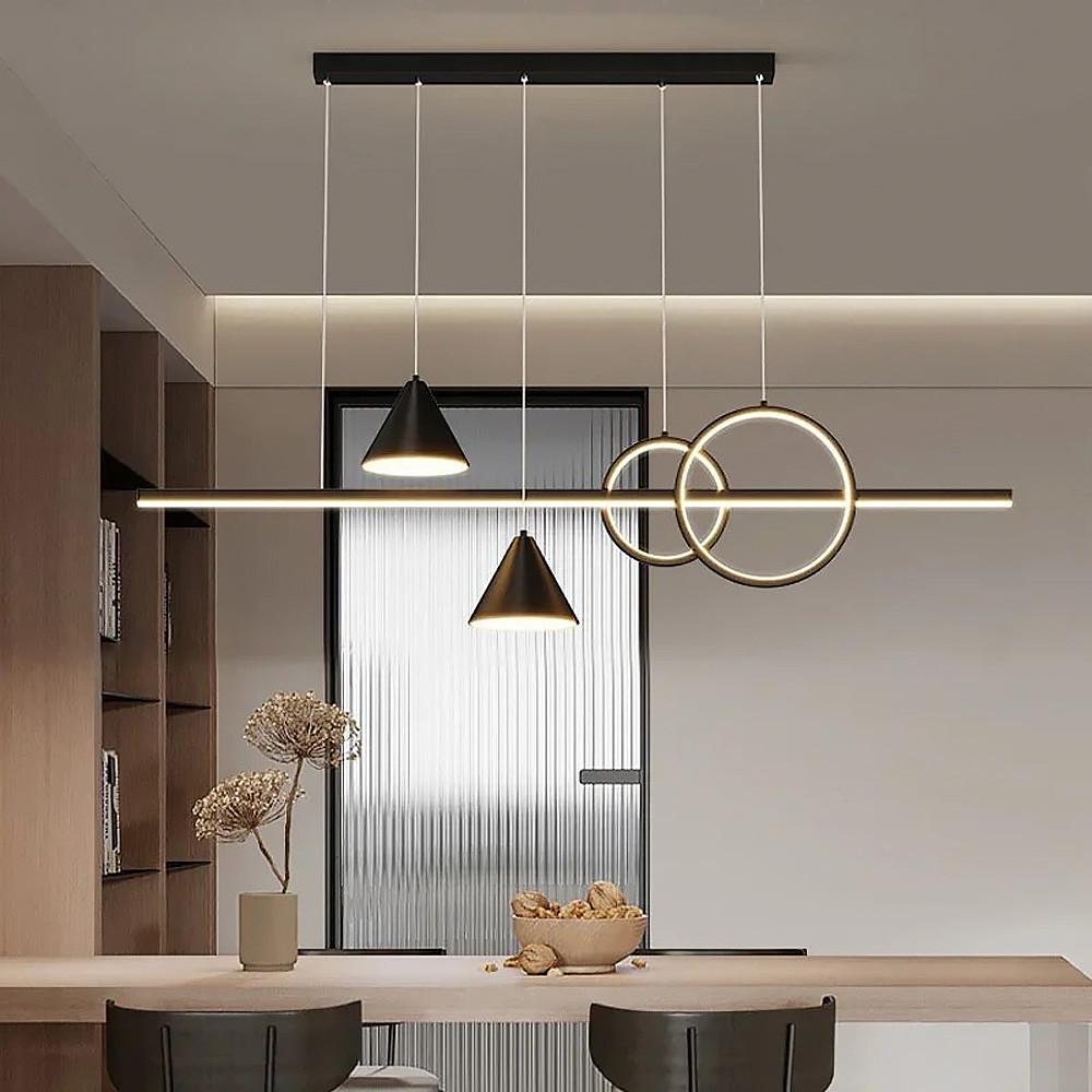 Люстра видовжена LED з 2 конусними плафонами 120 см Чорний (MJ 114 BK) - фото 5