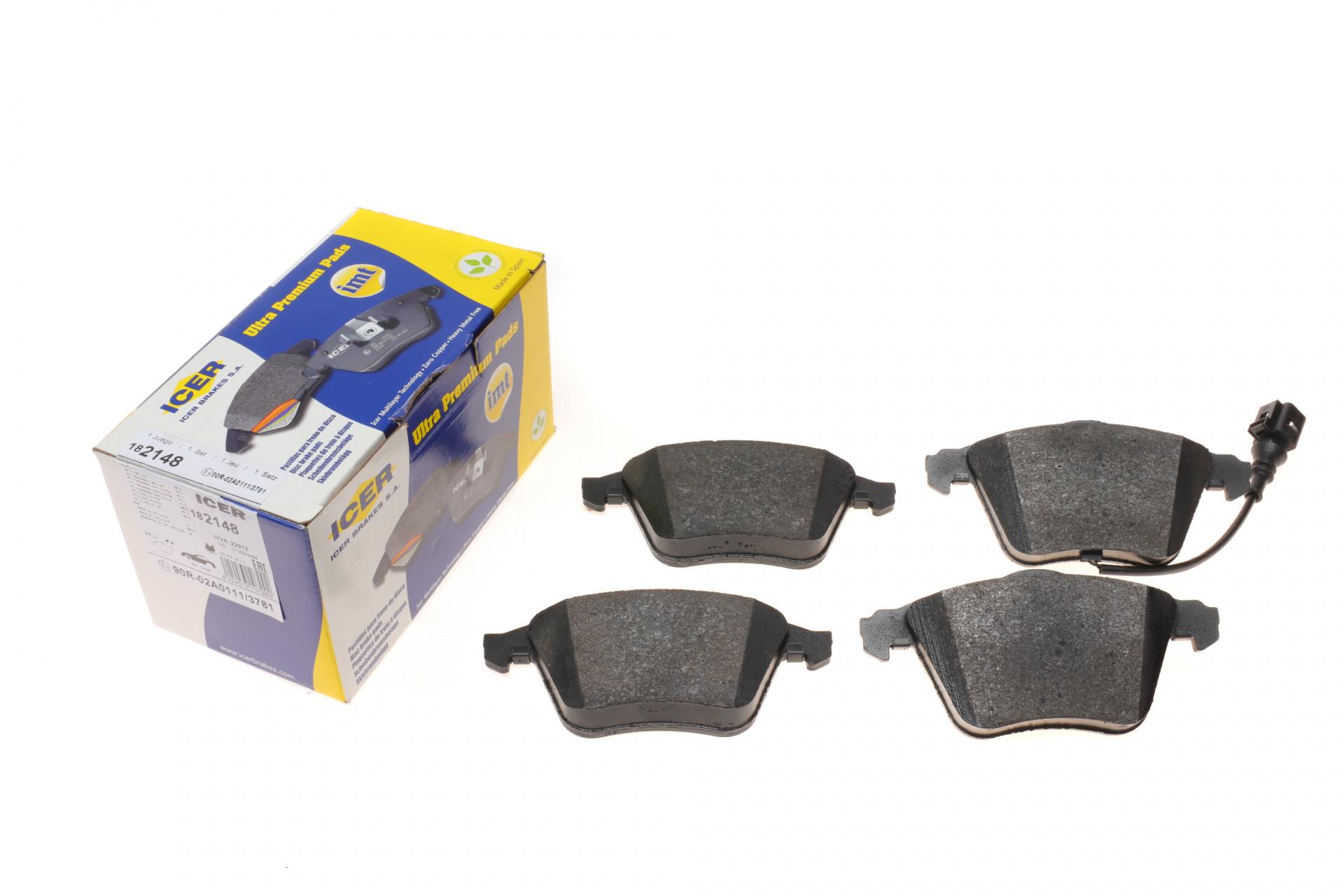 Тормозные колодки передние ICER для Audi A3/TT/Seat Leon 03-15/VW Golf VI/Jetta VI/Scirocco III 08-14 (182148)