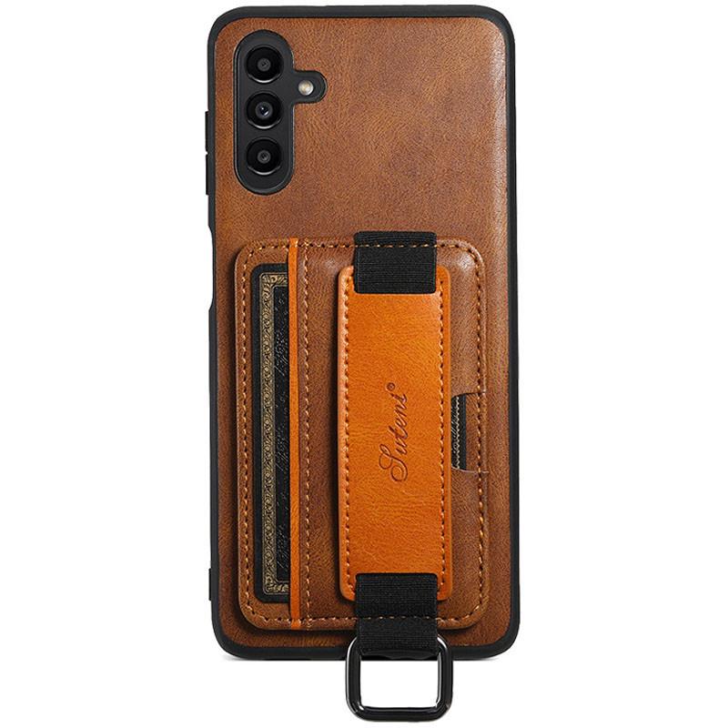 Протиударний шкіряний чохол Wallet case and straps для Samsung Galaxy A14 4G/5G Коричневий / Brown