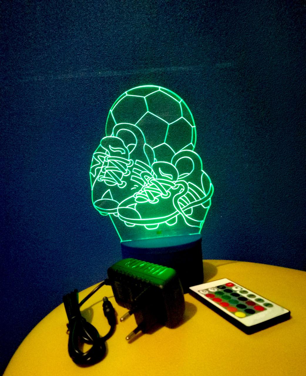 3D-ночник Мяч и бутсы футболиста несколько подсветок/на пульте/спортивный (1064298178) 3D-ночник Мяч и бутсы футболиста несколько подсветок/на пульте/спортивный (1064298178)