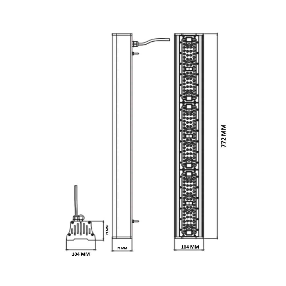 Лінійний світильник промисловий вологозахищений підвісний PYRAMID-150 6400К 150Вт типу High Bay (063-010-0150-010) - фото 2