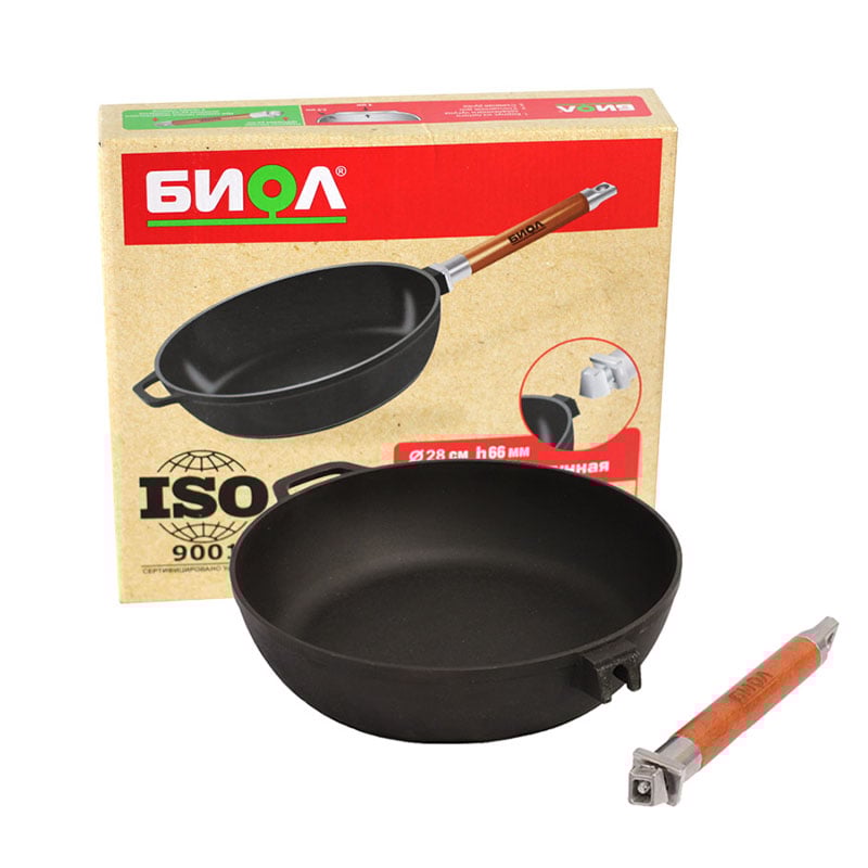Чавунна сковорідка Биол Класік висока зі зйомною ручкою 24 см