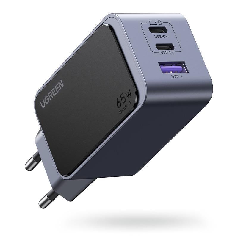 Сетевое зарядное устройство GaN UGREEN X553 65 Вт/3 порта Серый (35042)