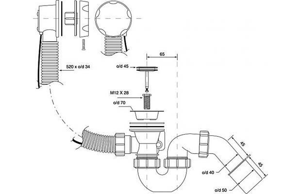ᐉ Сифон для ванни Mcalpine автомат 40/50 Сталь SZC (HС31М-S2-SN ...