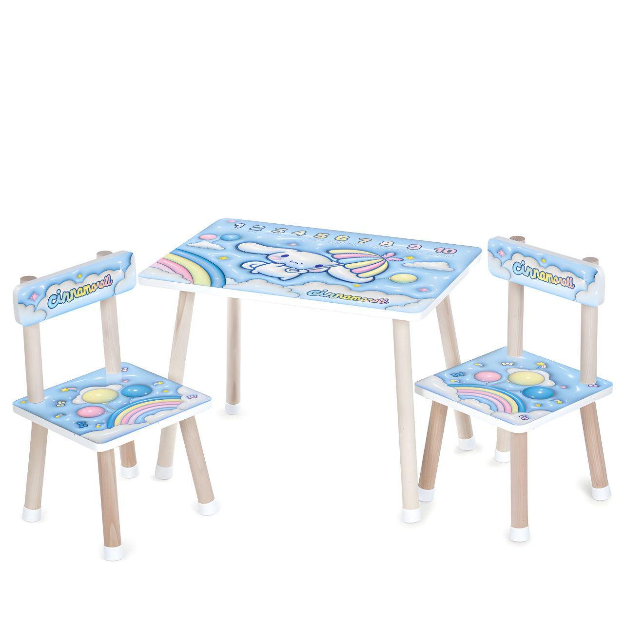 Детский стол Bambi M 501-1 Зайчик деревянный с двумя стульчиками цифры (24715235)
