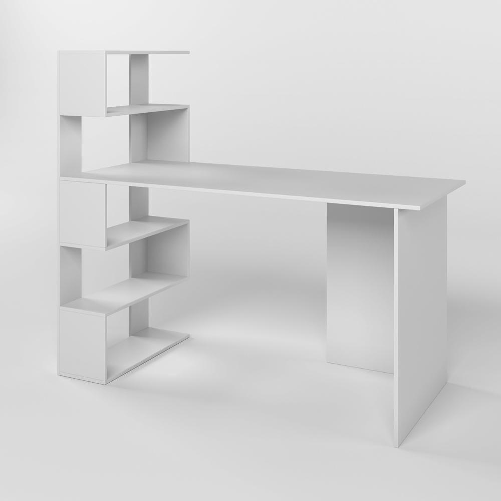 Стол компьютерный с полками М-зон Джеко 1416L левый Нимфея Альба (MZN-031025)