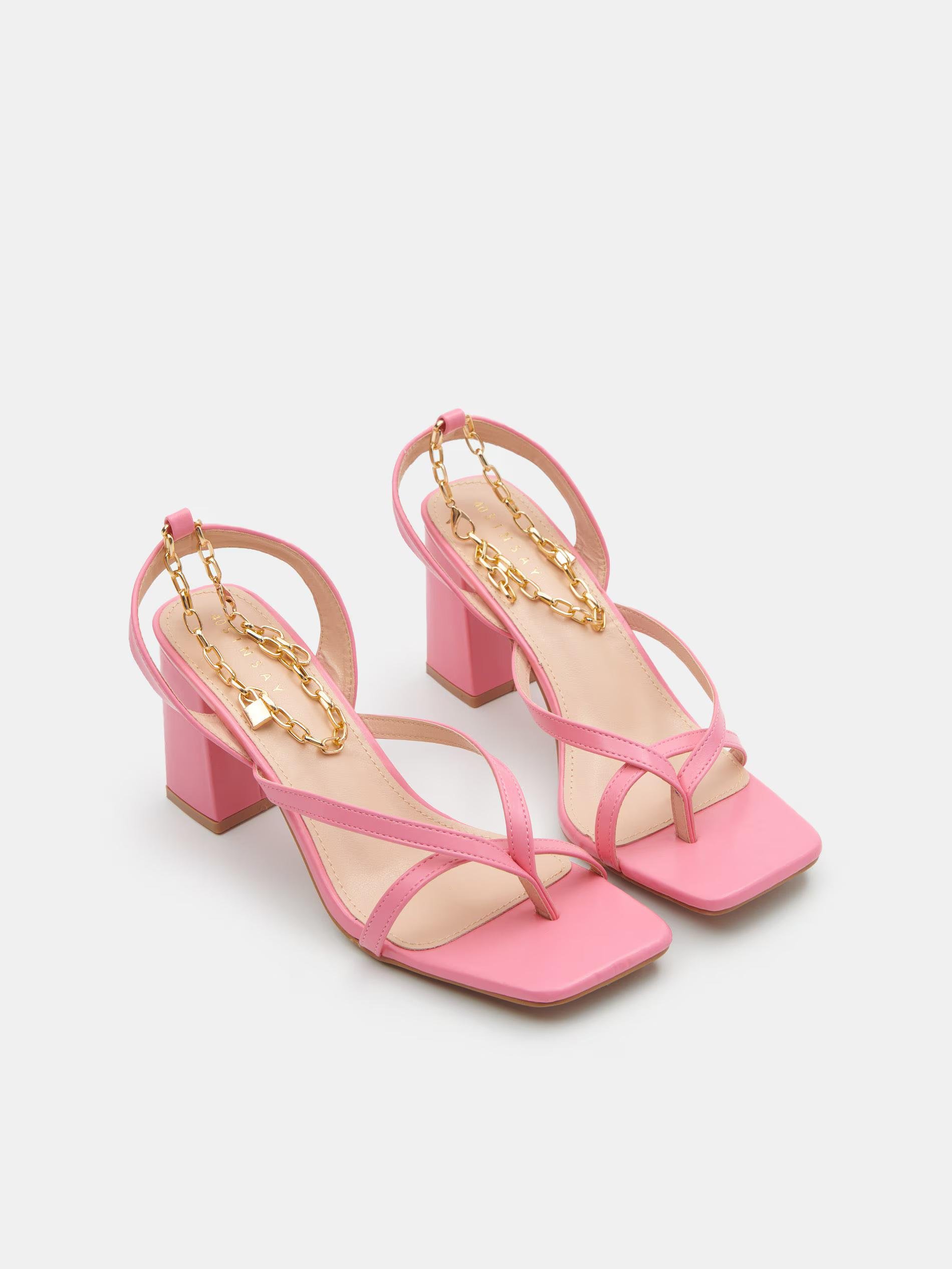 Босоніжки Sinsay на блочних підборах р. 40 Рожевий (1531240)