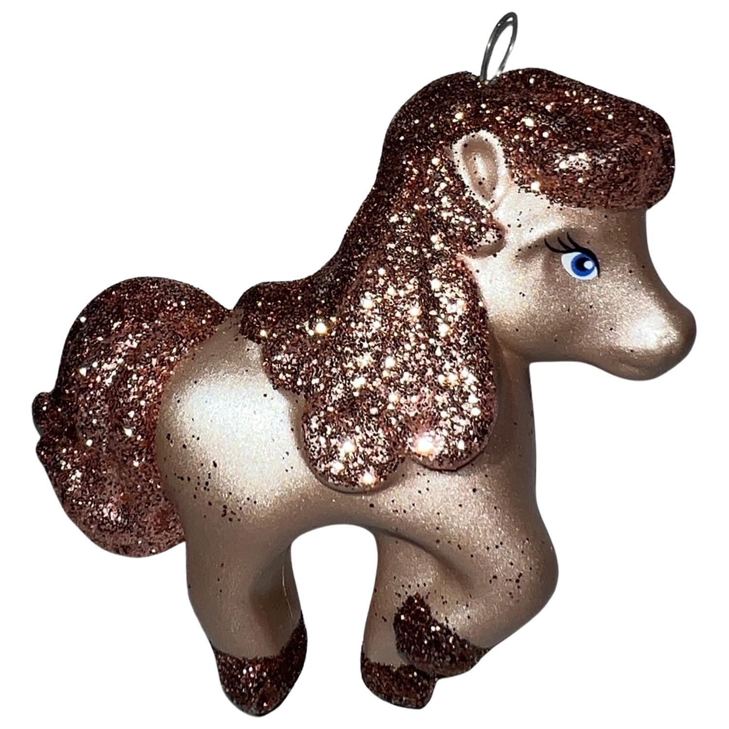 Ялинкова новорічна іграшка кінь коник символ року 8x8 см Золотистий