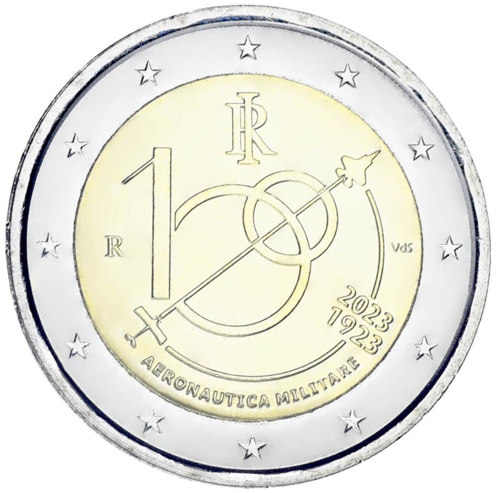 Коллекционная монета Италия 2 евро 2023 Биметалл UNC 100 лет военной авиации (М17483)