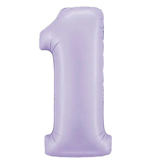 Шарик Цифра 1 100 см Лавандовый сатин (135445)