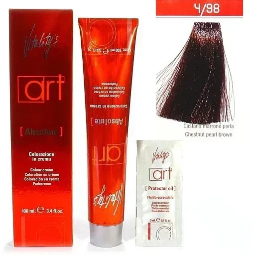 Крем-краска для волос с масляным коктейлем Vitality’s Art Absolute Hair Color Cream 4/98 Жемчужно-шоколадный шатен 100 мл