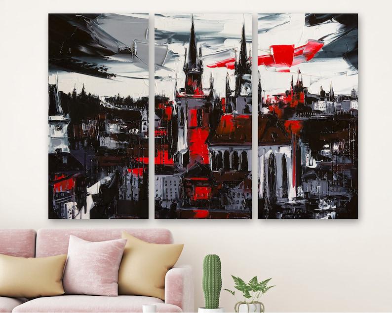 Модульная картина KIL Art Живописный мрачный город на холсте из трех частей 128x81 см (M3_L_383)