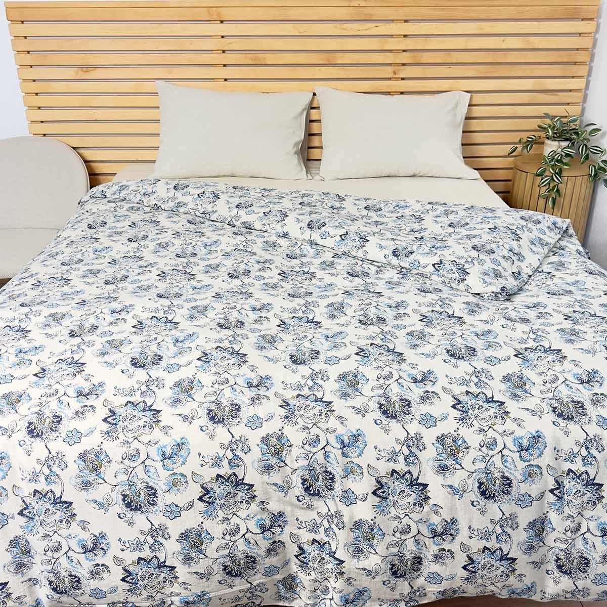 Комплект постельного белья YouStar Rose Светло-серый с голубым (ru-line-ch-blue-lgrey)