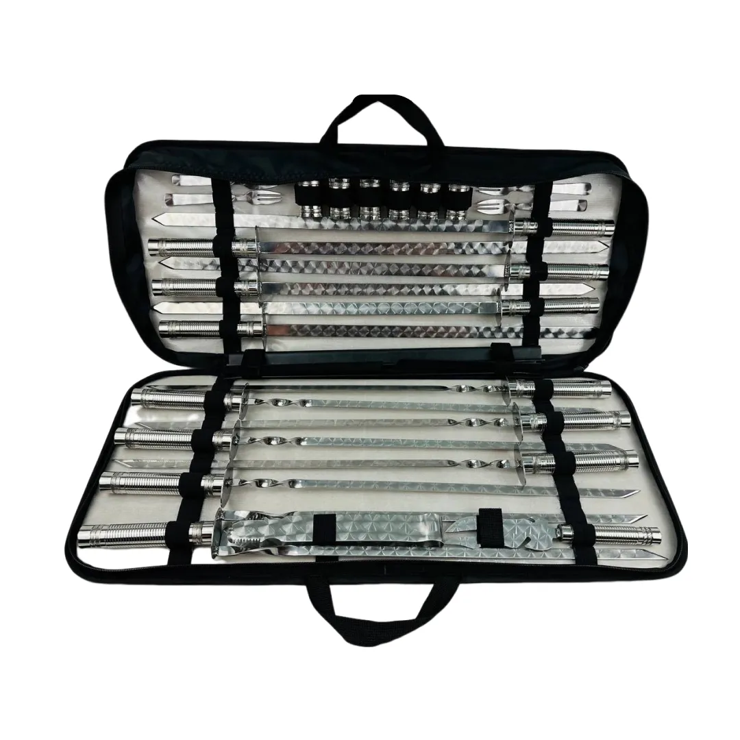 Набор шампуров для мяса и люля-кебаб в чехле из нержавеющей стали (2-10-NB-2235)