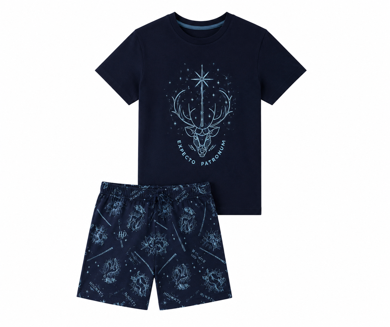 Піжама дитяча для дівчинки Harry Potter Expecto Patronum футболка та шорти 146-152 см Темно-синій (3148191933)