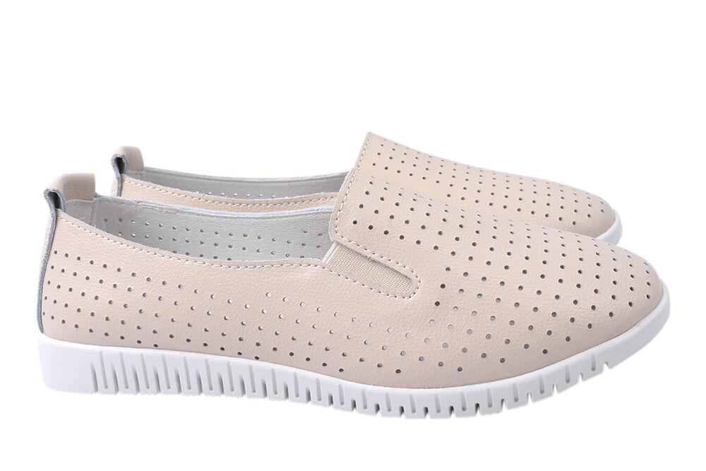 Туфли женские Li Fexpert из кожи на низком ходу р. 40 Бежевый (650-21LTCP)