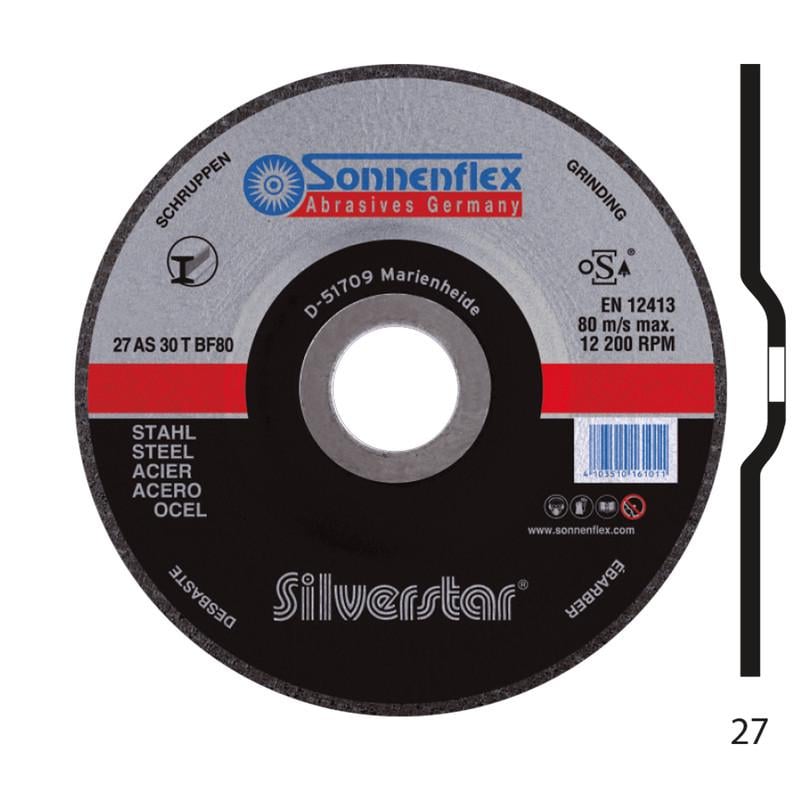 Диск шлифовальный Sonnenflex AS 30 T BF 230x6x22,2 мм по металлу тип 27 (INKRZ000000230601S)