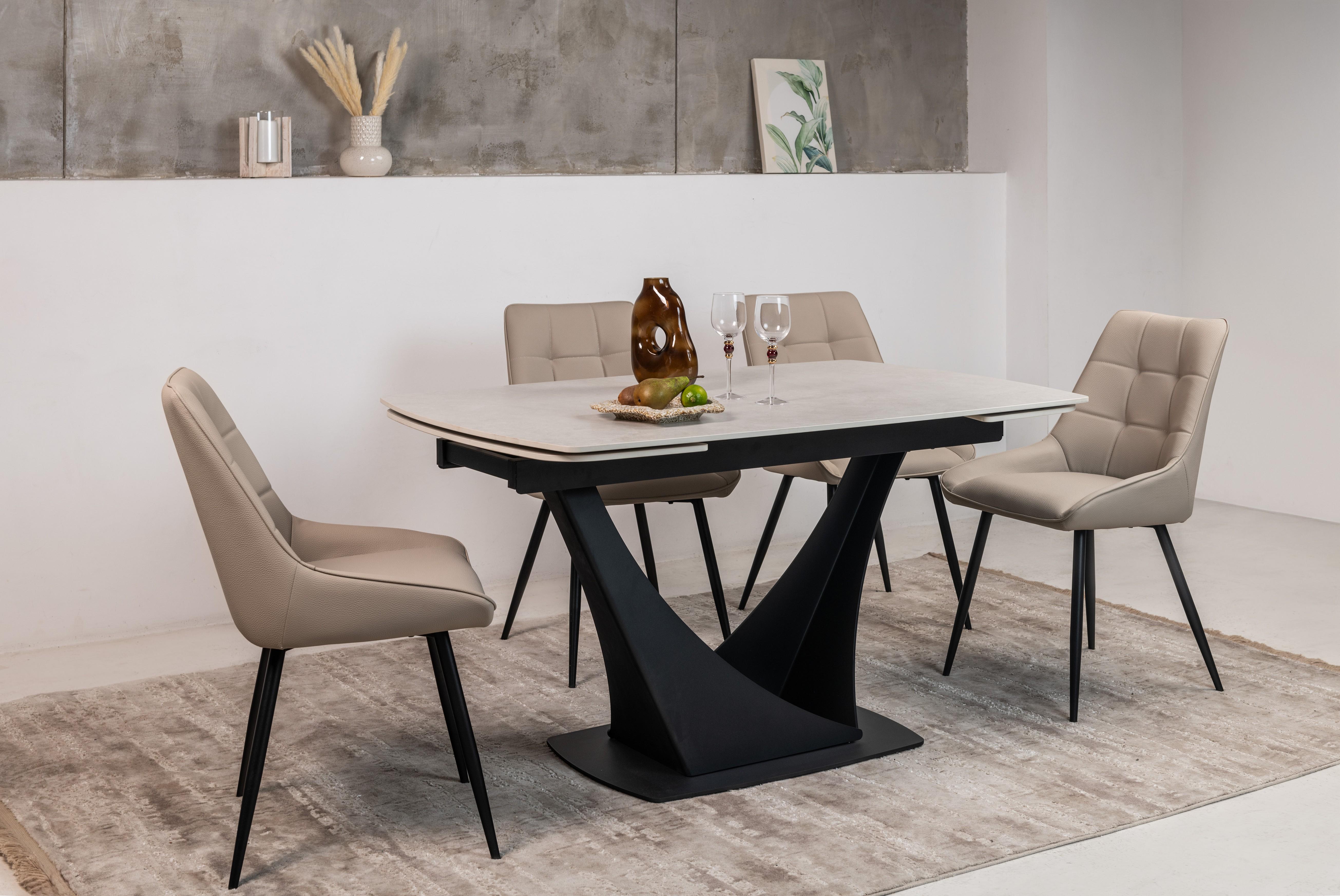 Стіл обідній розсувний Vetro Mebel Еліо 1400- 2000x900x760 мм Крема делікато/Чорний (TМL-990) - фото 6 Стіл обідній розсувний Vetro Mebel Еліо 1400- 2000x900x760 мм Крема делікато/Чорний (TМL-990) - фото 6