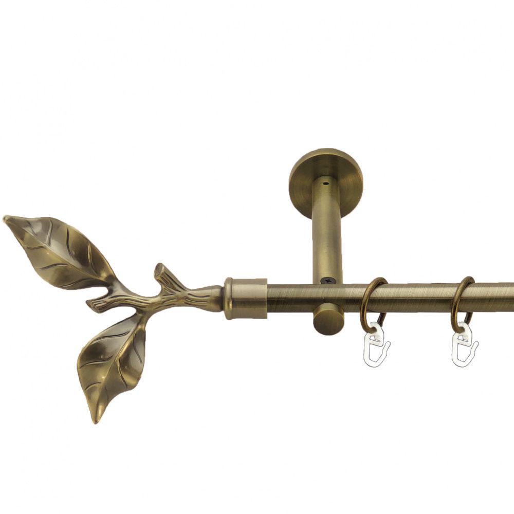 Карниз Orvit Листок Троянди металевий однорядний циліндр 16 см гладка труба кільце металеве 16 мм 240 см Антик (7282676)