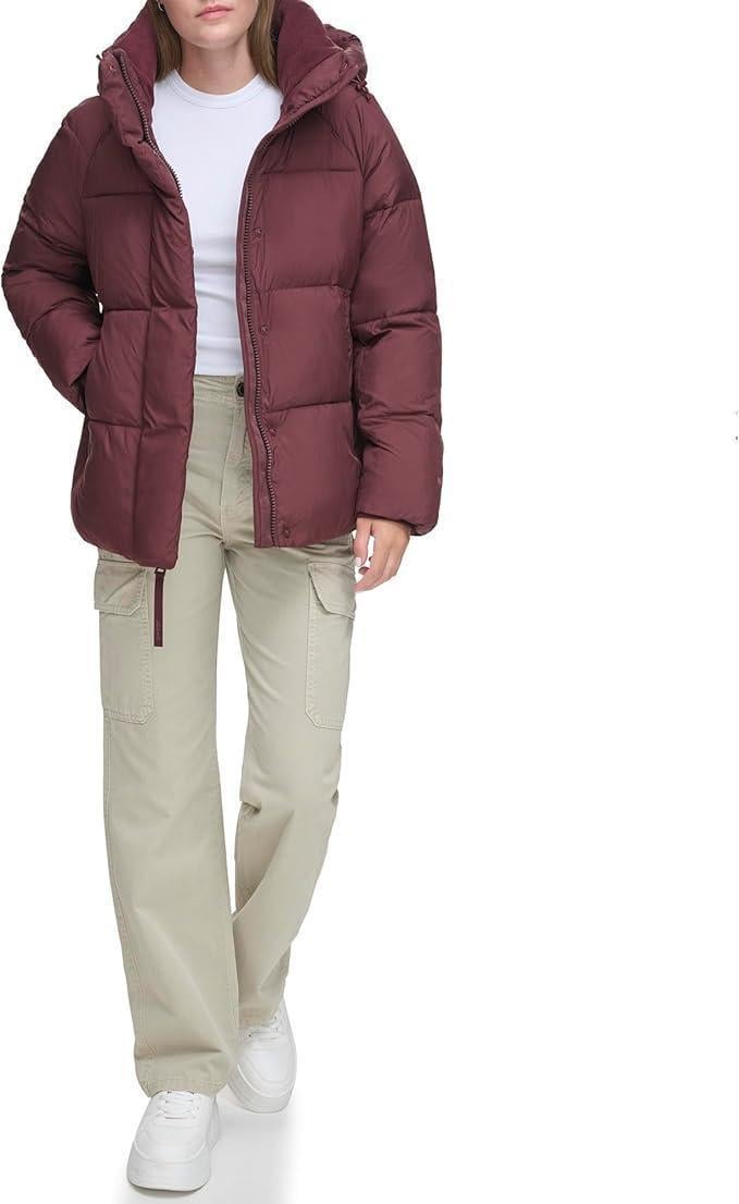 Куртка зимняя короткая женская Levi's L Hooded Puffer Бордовый (2798219019)