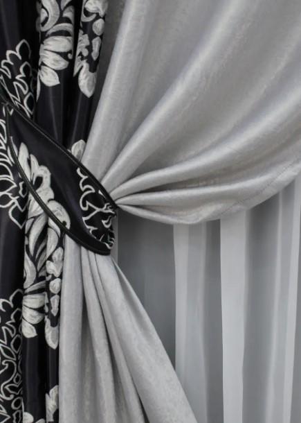 Комплект штор блекаут/софт 1,4х2,7 м 2 шт. Черный/Светло-серый (014дк/1273шА-981ш) - фото 6 Комплект штор блекаут/софт 1,4х2,7 м 2 шт. Черный/Светло-серый (014дк/1273шА-981ш) - фото 6