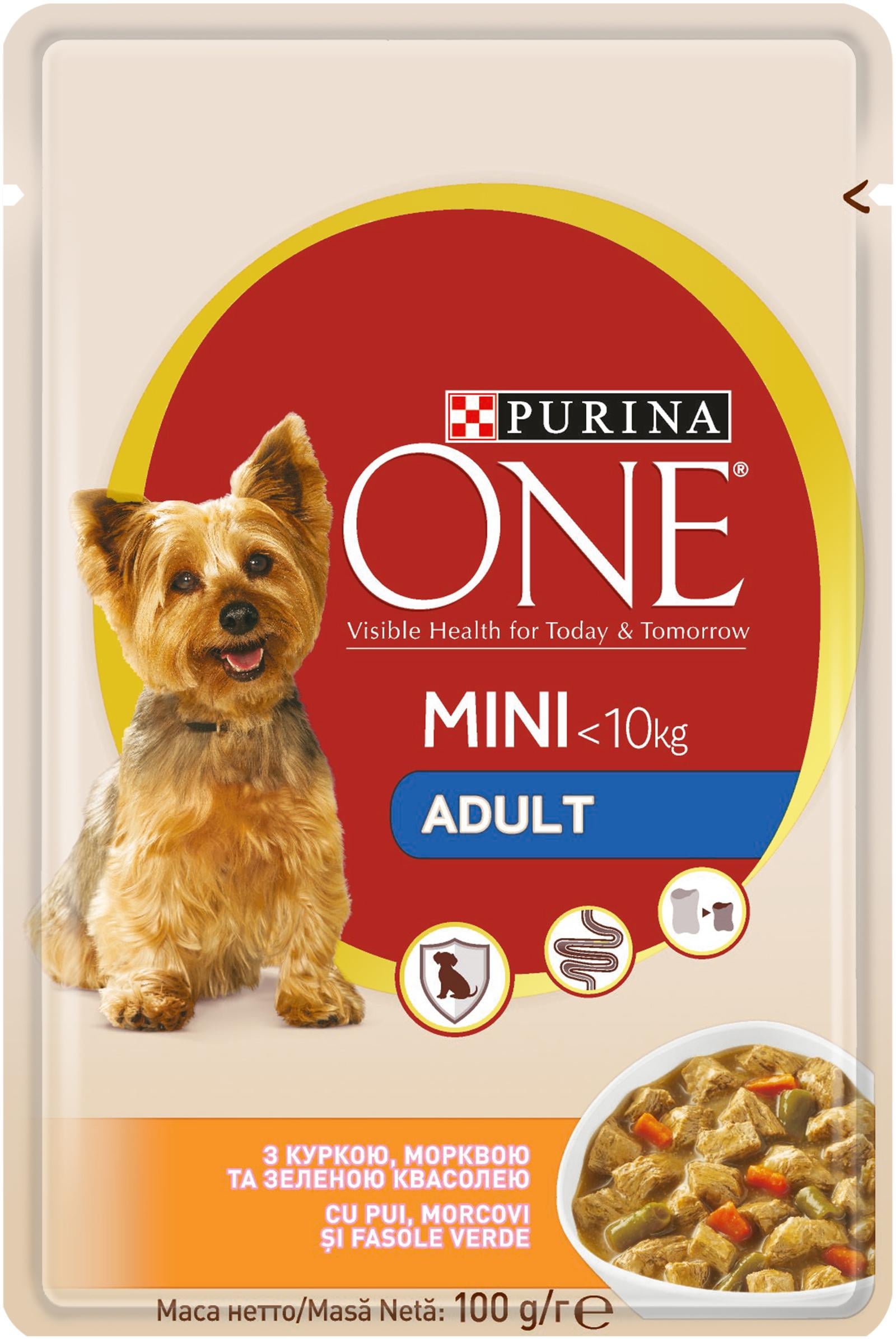 Корм вологий для собак дрібних порід Purina One Mini з куркою та морквою 100 г (73415) Корм вологий для собак дрібних порід Purina One Mini з куркою та морквою 100 г (73415)