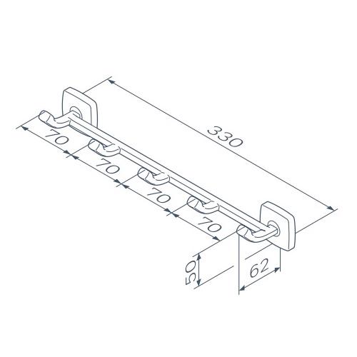 Планка с крючками для полотенец AM.PM Gem A9035900 пятерной Хром (130020) - фото 2
