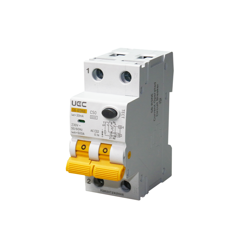 Диференційний вимикач UEC SB-R9NE 2P 50А 30мА 6кА C тип АС (RCBO60-2-050-C-030-AC) Диференційний вимикач UEC SB-R9NE 2P 50А 30мА 6кА C тип АС (RCBO60-2-050-C-030-AC)