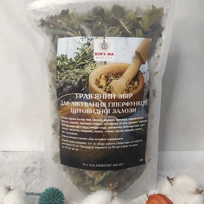 Травяной сбор для лечения гиперфункции щитовидной железы 110г (32086985)