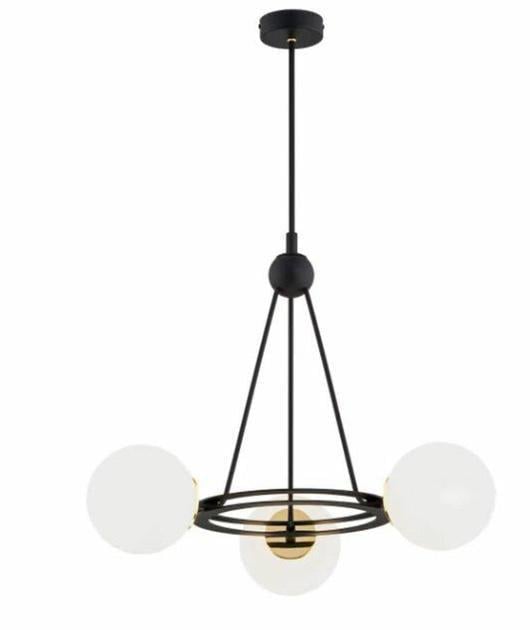 Люстра подвесная Sirius с металлическим каркасом под три лампы Е27 IP20 9715-3 BK+Copper 80W Черный/Медный (28686868)