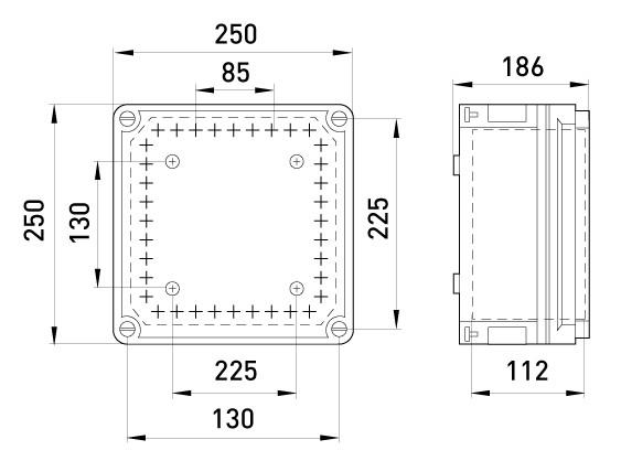 Распределительная коробка E.NEXT Z3 W наружная 11 герметичных вводов IP55 ПВХ 250х250х186 мм (9303-000) - фото 2