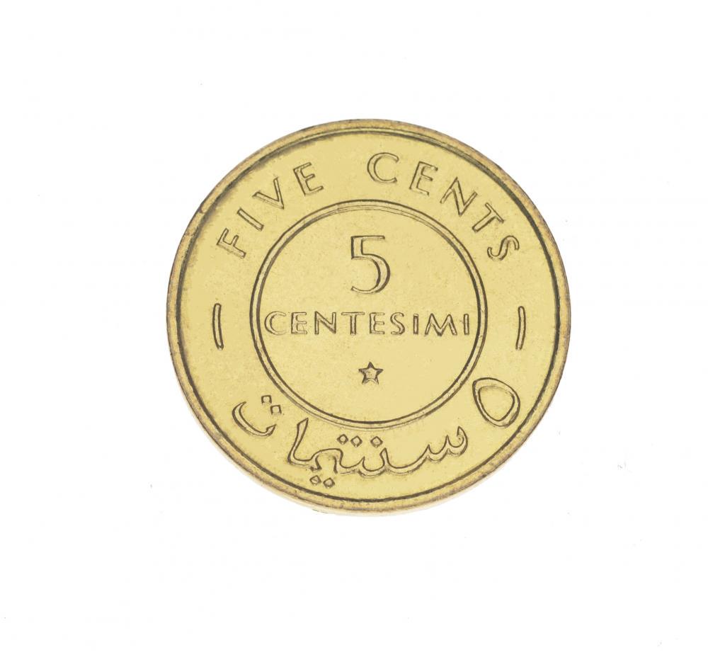 Коллекционная монета Сомали 5 центов 1967 VF-AU Сентесими Коллекционная монета Сомали 5 центов 1967 VF-AU Сентесими