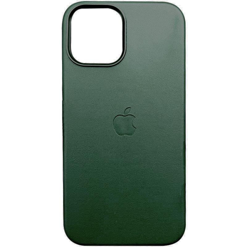Противоударный кожаный чехол Leather Case (AAA) with MagSafe and Animation для Apple iPhone 13 Pro Max (6.7") Sequoia Green