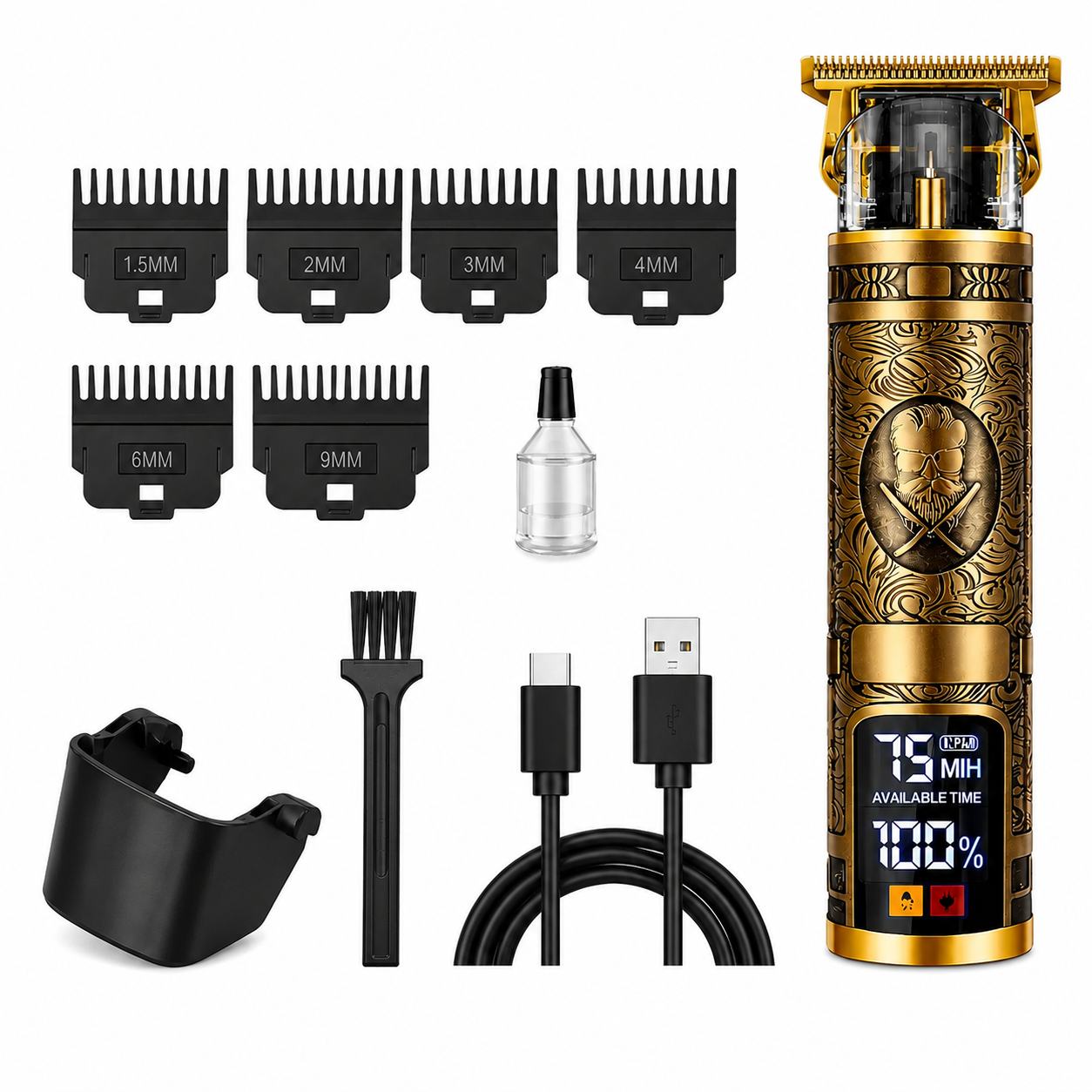 Триммер профессиональный Hair Trimmer с титановыми лезвиями 6 насадок 0,3-9 мм аккумулятор 120 мин.