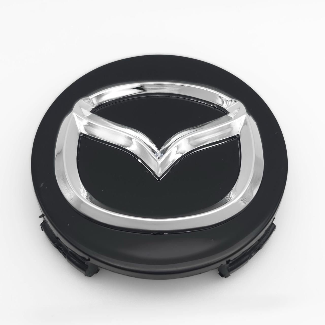 Ковпачок заглушка маточини колеса Mazda 57 мм Чорний/Хром (3007919056)